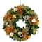 11" Orange Mixed Floral Artificial Spring Wreath